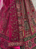 Lavish Pink Multi Thread Work Velvet Bridal Lehenga Choli With Double Dupatta