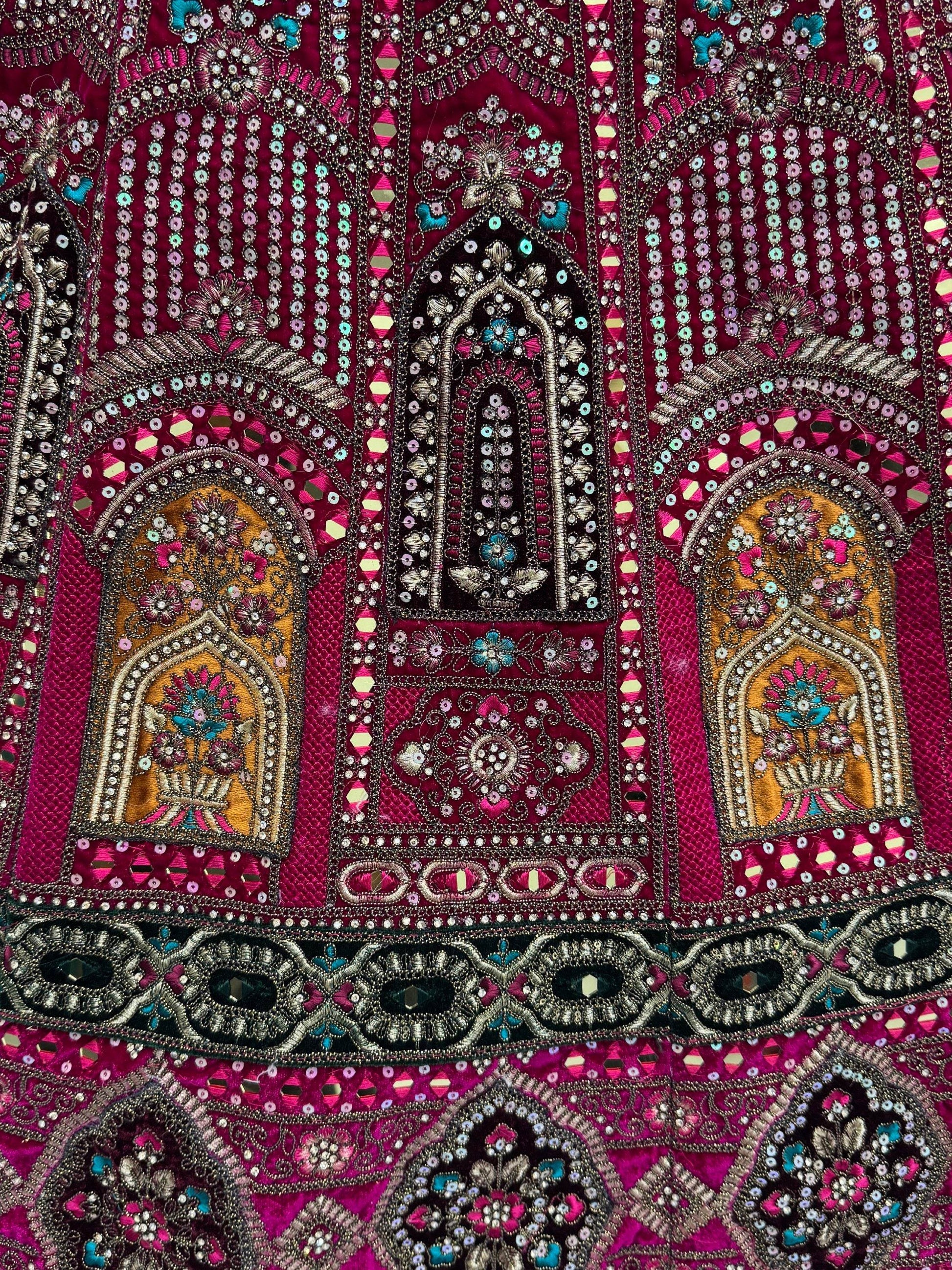 Lavish Pink Multi Thread Work Velvet Bridal Lehenga Choli With Double Dupatta