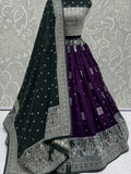 Superb Purple Zari Weaving Georgette Evening Wear Lehenga With Blouse