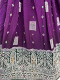 Superb Purple Zari Weaving Georgette Evening Wear Lehenga With Blouse