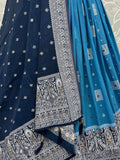 Timeless Sky Blue Mirror Work Georgette Festive Wear Lehenga Choli With Dupatta