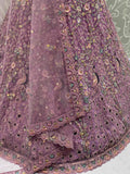 Astonishing Purple Zari Embroidered Net Engagement Wear Lehenga Choli