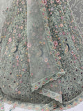 Awesome Sky Blue Sequins Net Wedding Wear Lehenga Choli With Dupatta