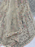 Stupendous White Thread Work Net Reception Wear Lehenga Choli With Dupatta