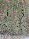 Pretty Green Zircon Work Net Sangeet Wear Lehenga Choli With Dupatta