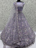 Imposing Lavender Sequins Work Net Wedding Wear Lehenga With Dupatta