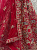 Glamorous Red Dori Embroidery Silk Bridal Lehenga Choli With Double Dupatta