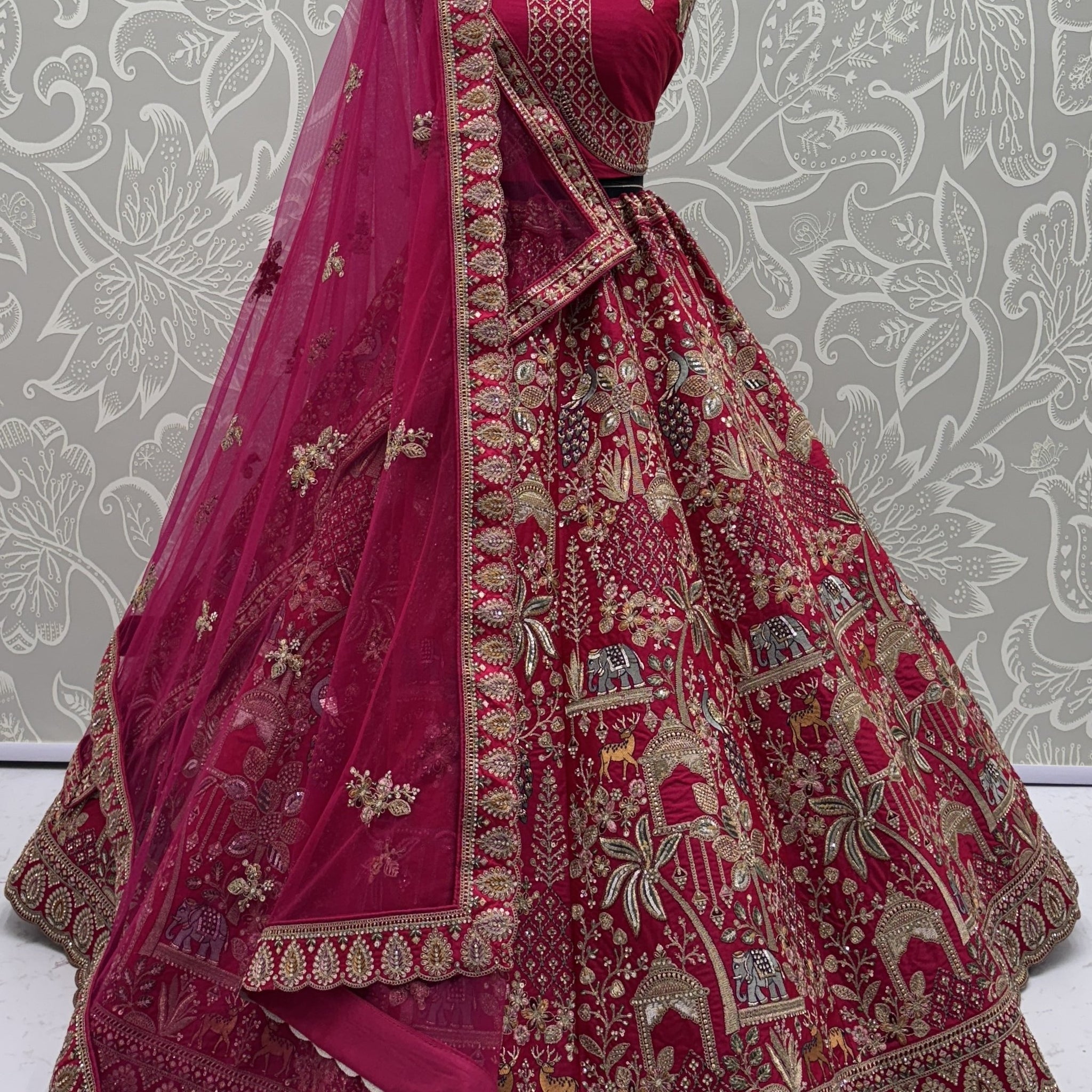 Artistic Pink Sequins Embroidery Silk Bridal Lehenga Choli With Double Dupatta