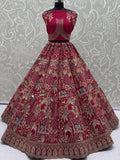 Artistic Pink Sequins Embroidery Silk Bridal Lehenga Choli With Double Dupatta
