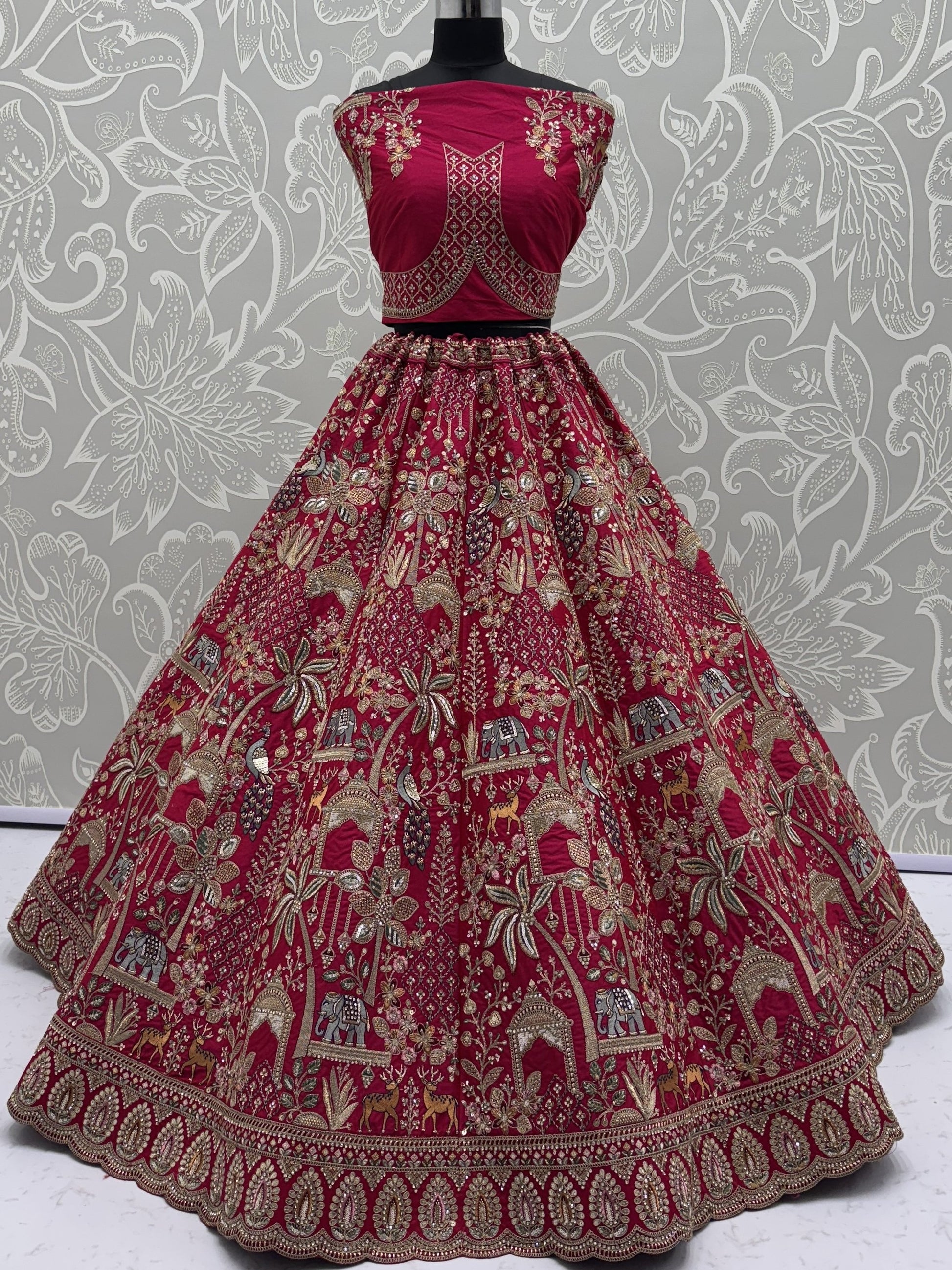 Artistic Pink Sequins Embroidery Silk Bridal Lehenga Choli With Double Dupatta