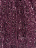 Monochrome Wine Sequins Embroidery Net Sangeet Wear Lehenga Choli