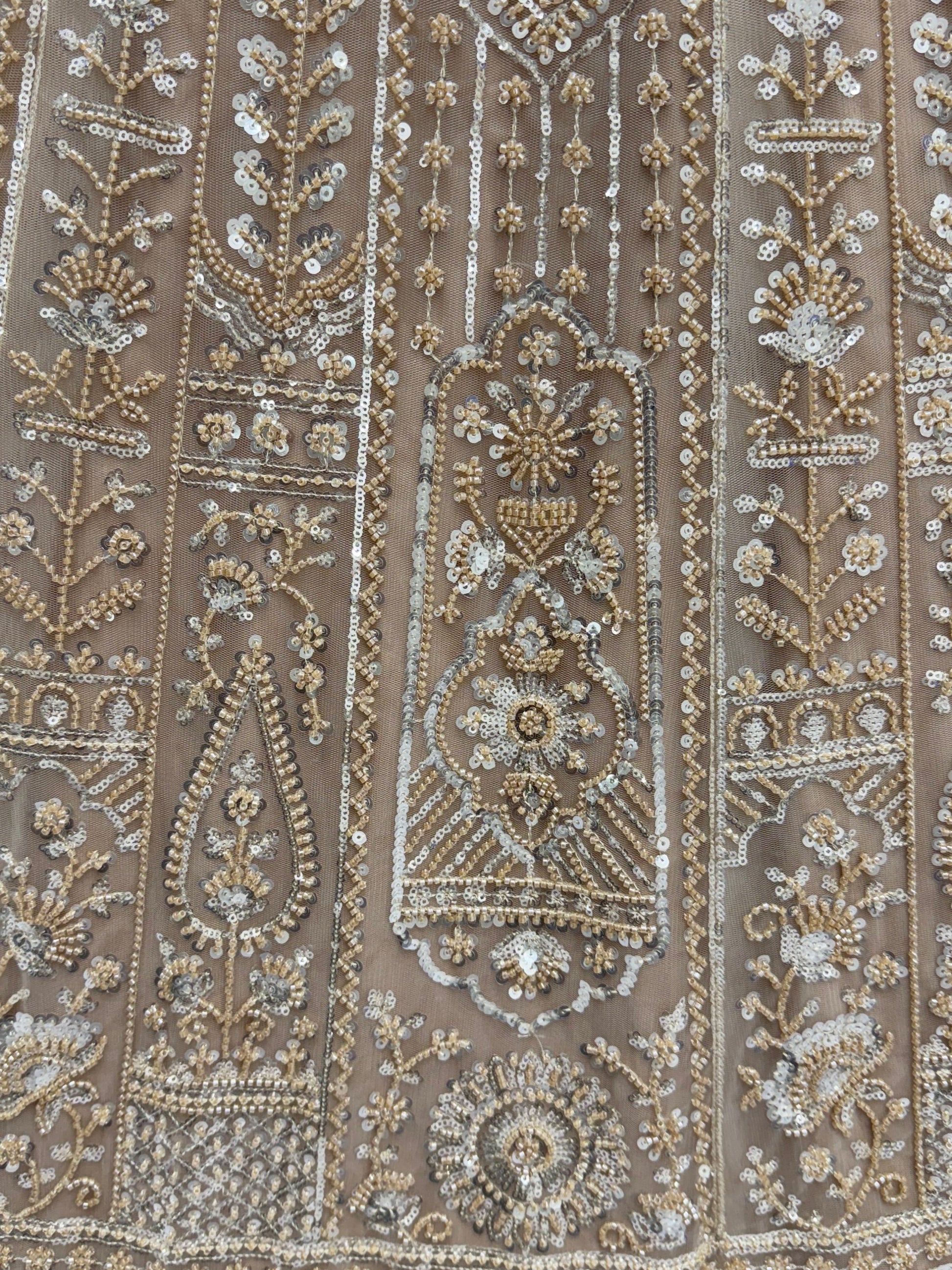Enchanting Beige Embroidered Net Wedding Wear Lehenga Choli With Dupatta