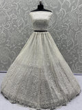 Gorgeous White Moti Work Net Engagement Wear Lehenga Choli With Dupatta