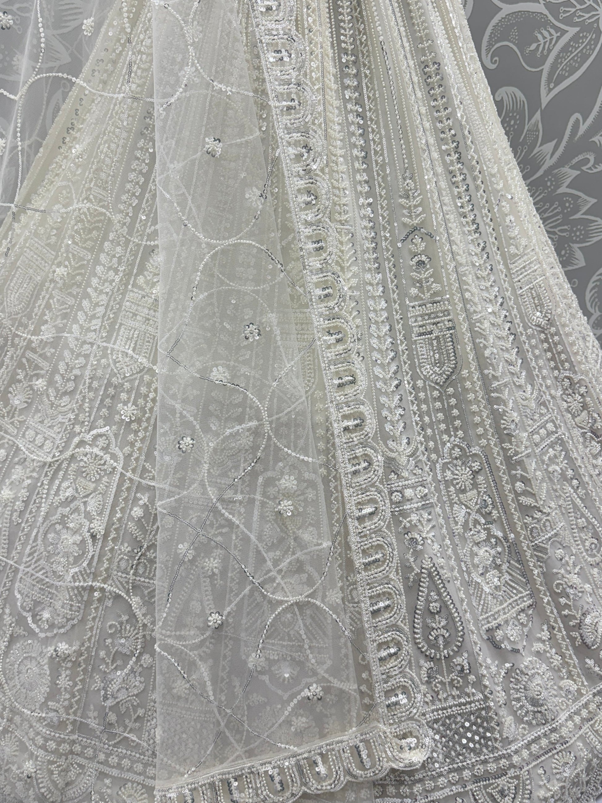 Gorgeous White Moti Work Net Engagement Wear Lehenga Choli With Dupatta