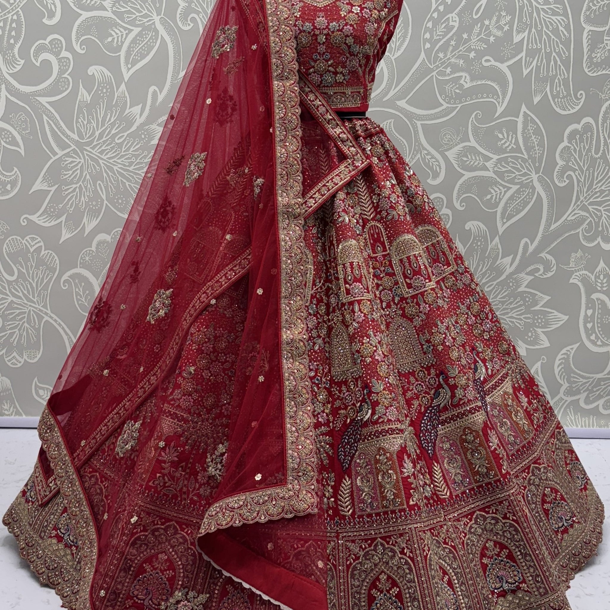 Fantastic Red Dori Embroidery Silk Bridal Lehenga Choli With Double Dupatta