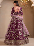 Rich Wine Sequins Silk Engagement Wear Lehenga Choli With Dupatta