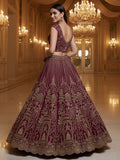 Mesmerizing Maroon Hand Work Net Bridal Lehenga Choli With Dupatta