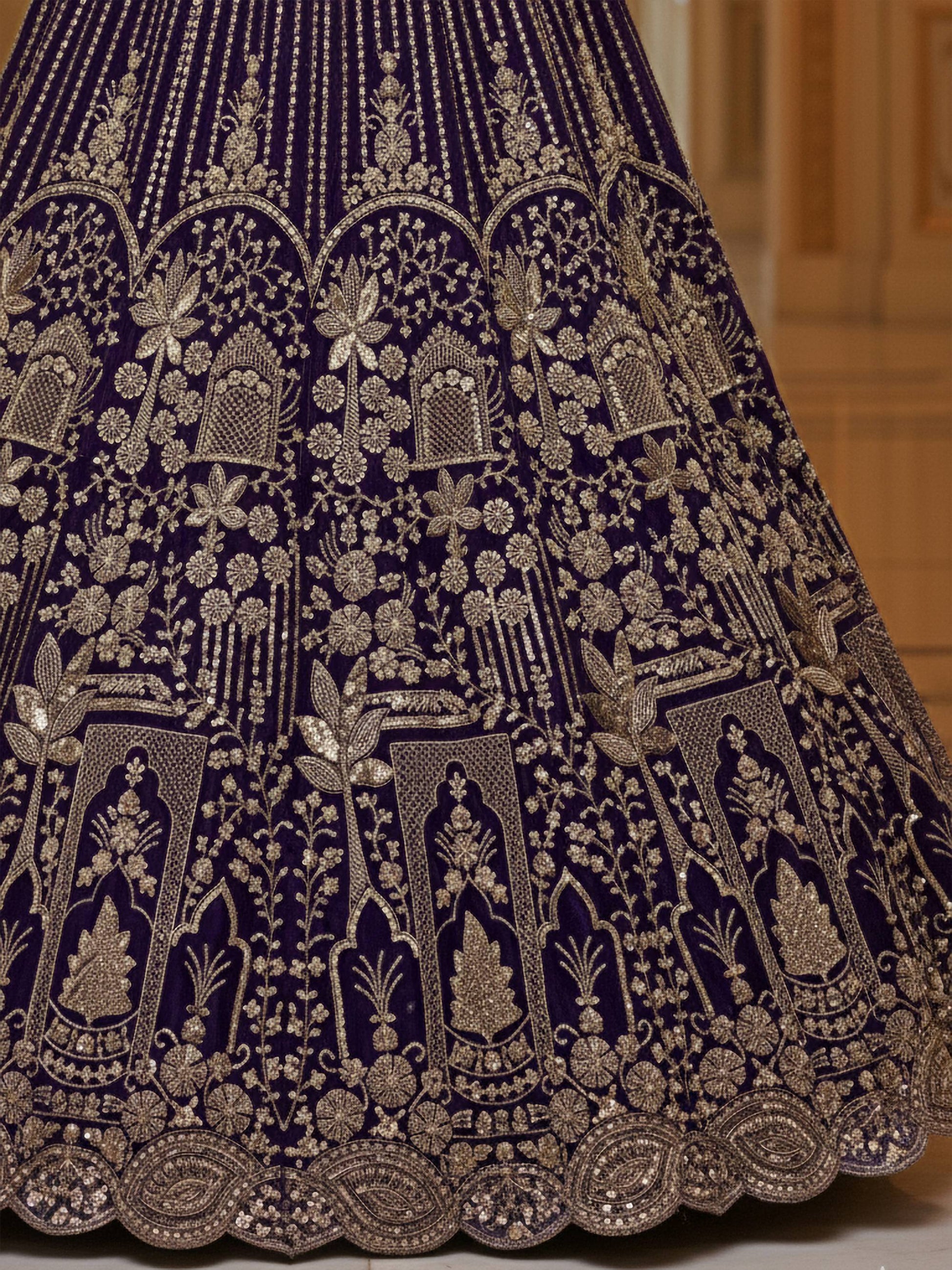Amazeballs Violet Dori Embroidery Net Bridal Lehenga Choli With Dupatta