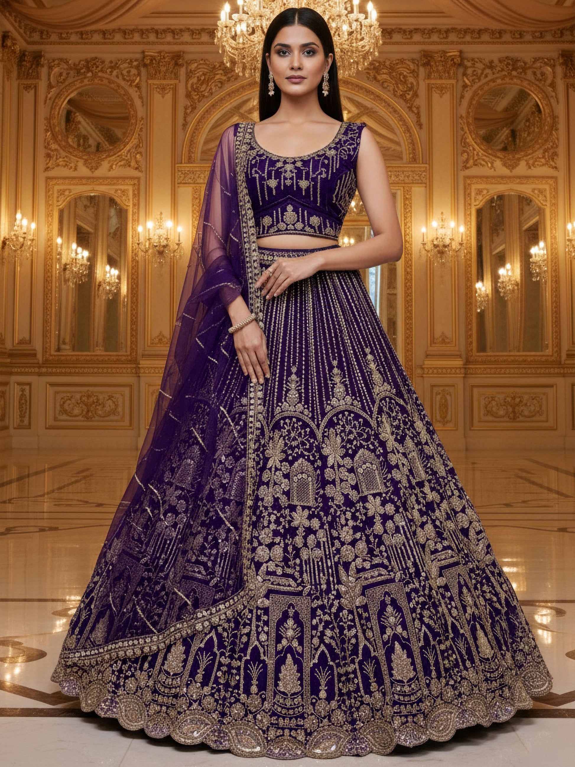 Amazeballs Violet Dori Embroidery Net Bridal Lehenga Choli With Dupatta