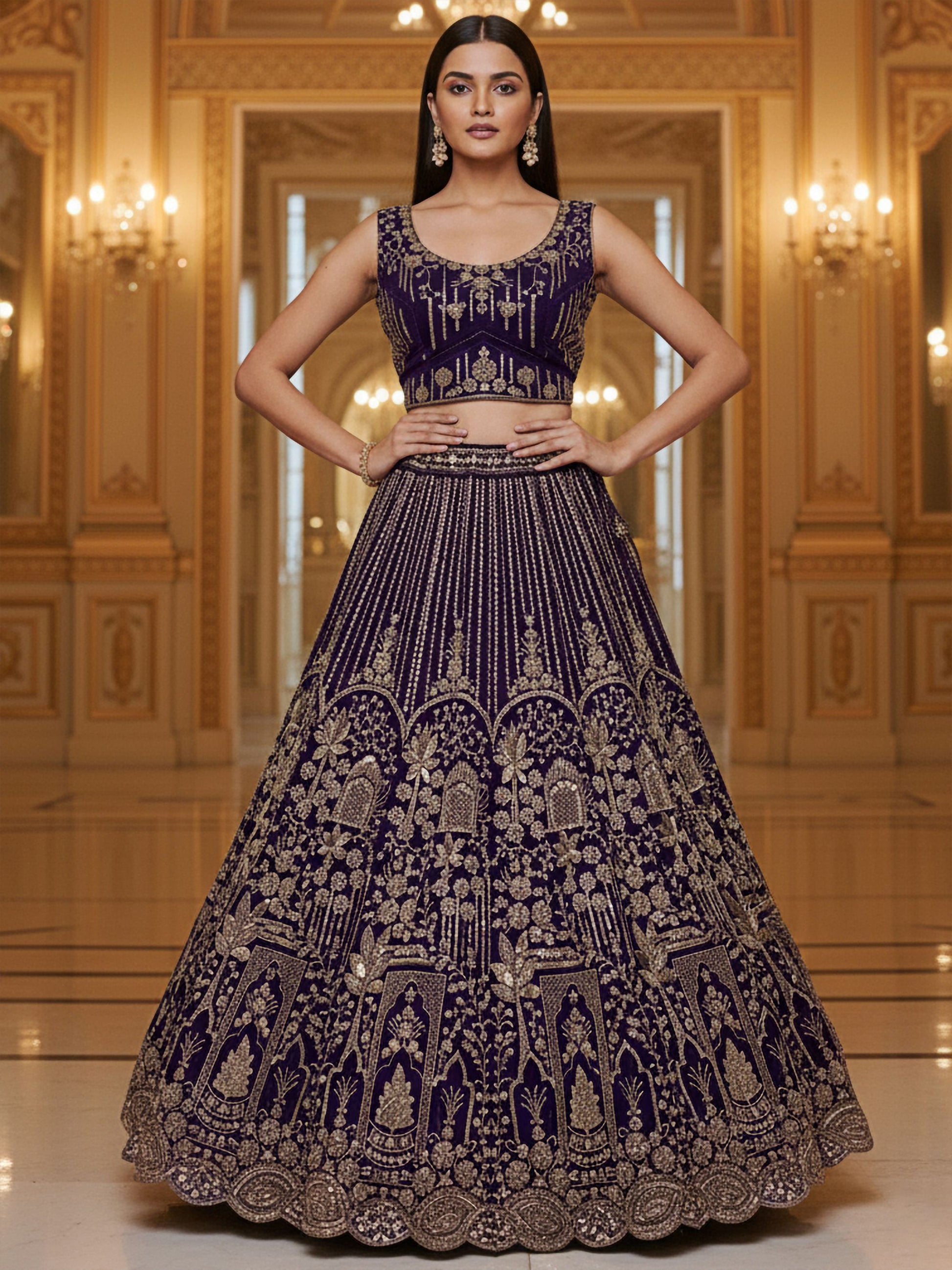 Amazeballs Violet Dori Embroidery Net Bridal Lehenga Choli With Dupatta
