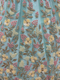 Stunning Sky Blue Hand Work Net Bridesmaid Lehenga Choli With Dupatta