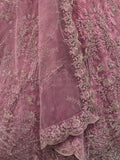 Pretty Pink Dori Embroidery Net Engagement Wear Lehenga Choli With Dupatta