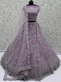 Awesome Lilac Heavy Embroidered Net Bridesmaids Lehenga With Blouse