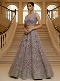 Awesome Lilac Heavy Embroidered Net Bridesmaids Lehenga With Blouse