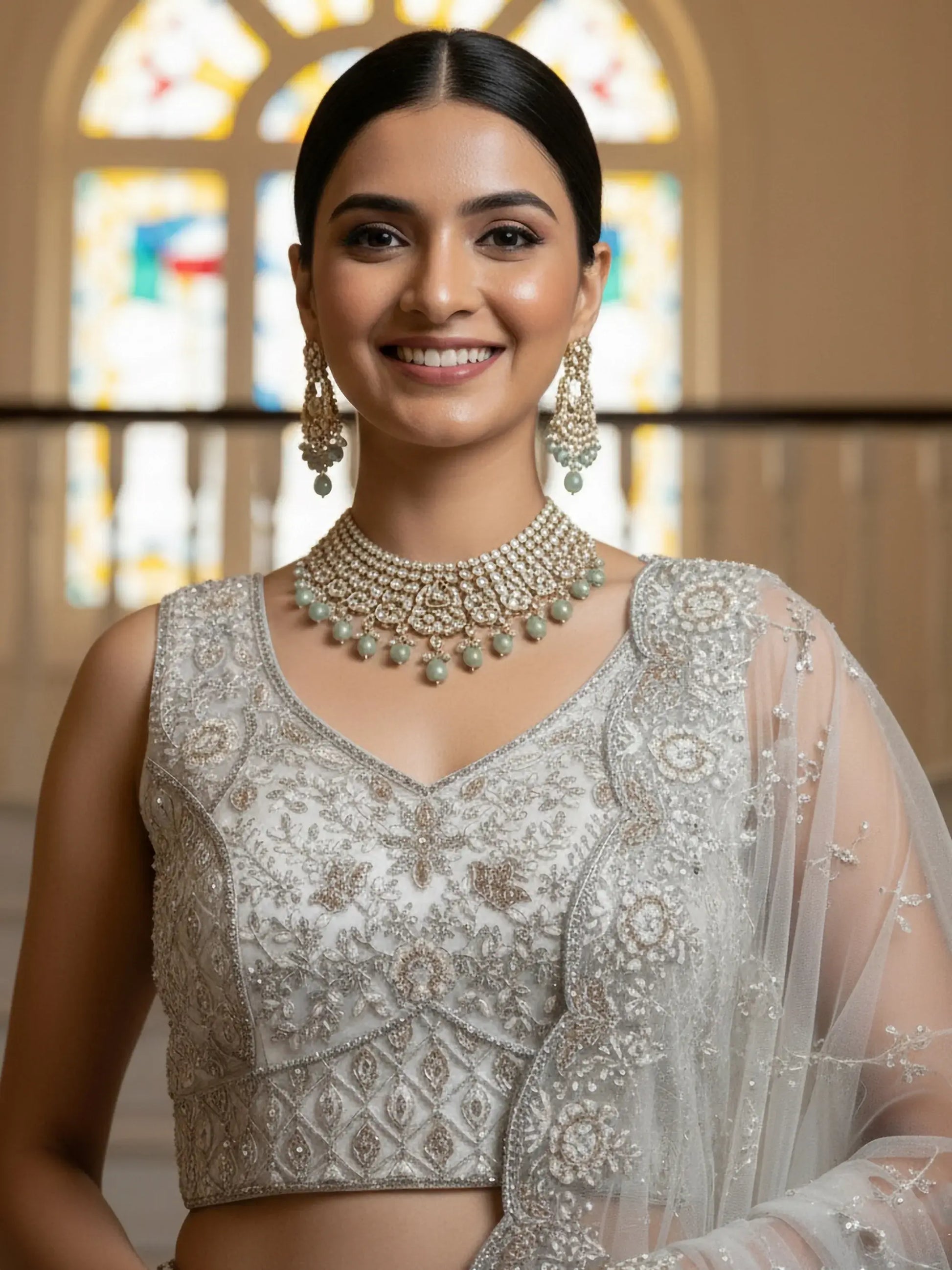 Stunning White Zari Embroidered Net Sangeet Wear Lehenga Choli With Dupatta