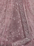 Stylish Powder Pink Thread Work Silk Bridesmaid Lehenga Choli With Dupatta