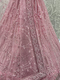 Stylish Powder Pink Thread Work Silk Bridesmaid Lehenga Choli With Dupatta