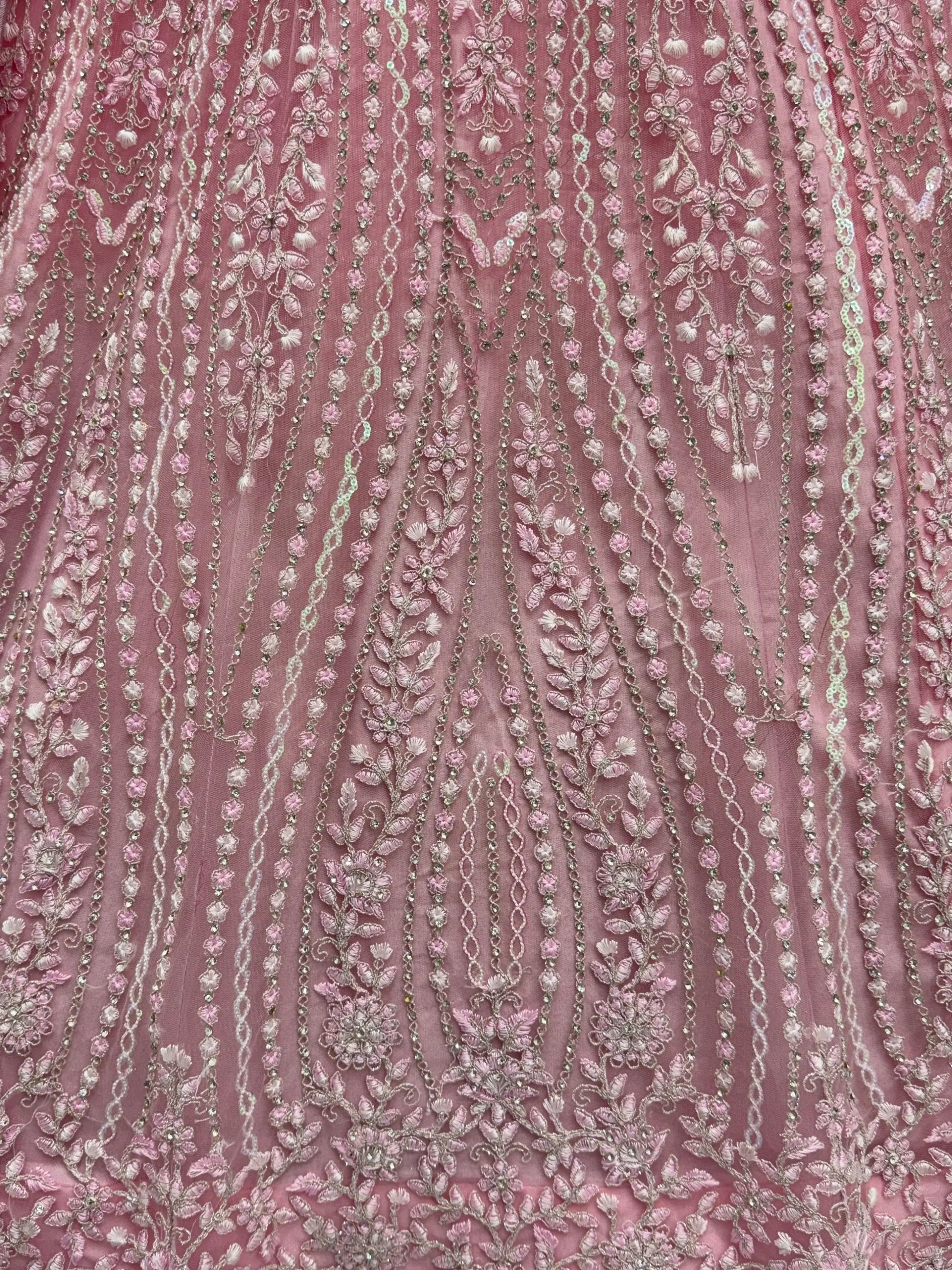 Stylish Powder Pink Thread Work Silk Bridesmaid Lehenga Choli With Dupatta