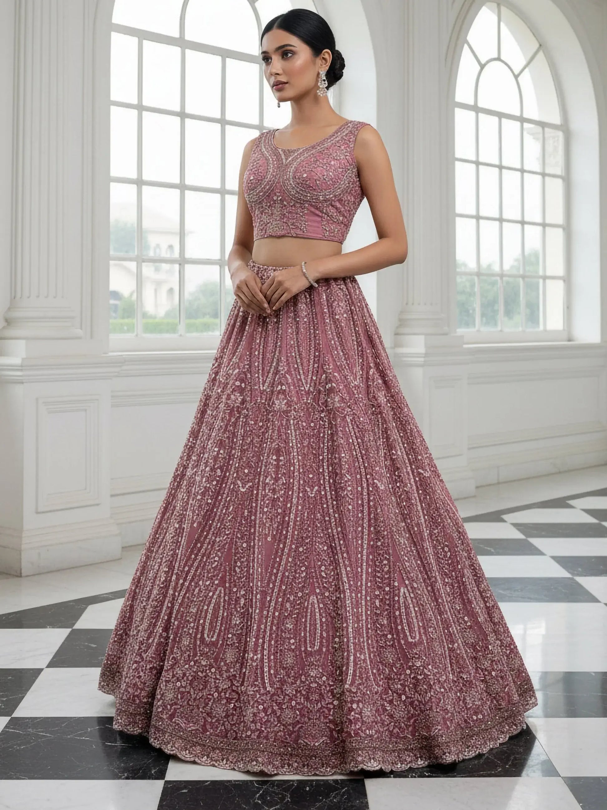 Wonderful Pink Dori Embroidery Silk Engagement Wear Lehenga With Blouse