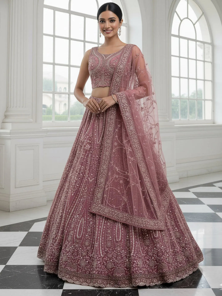 Wonderful Pink Dori Embroidery Silk Engagement Wear Lehenga With Blouse