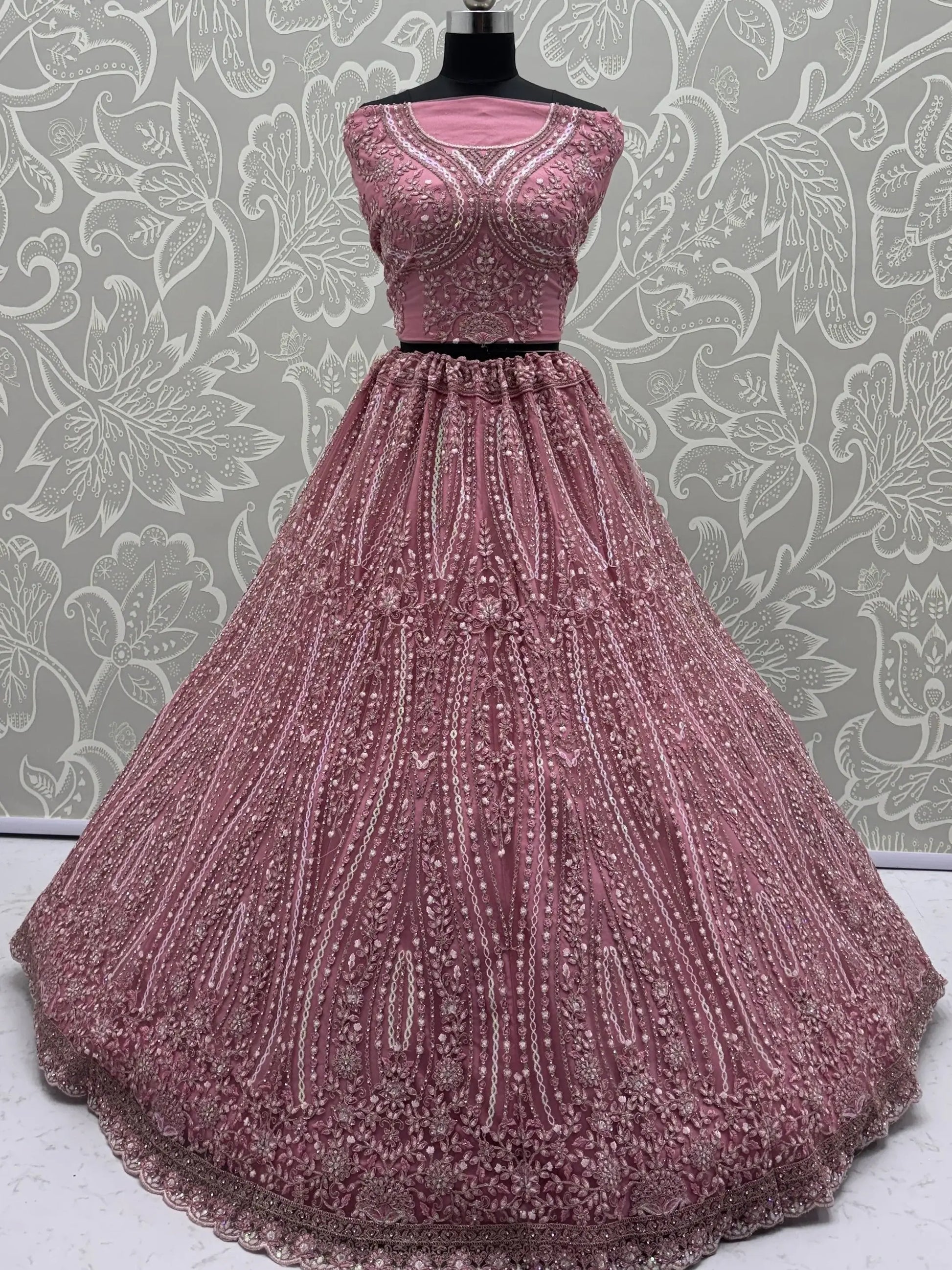 Wonderful Pink Dori Embroidery Silk Engagement Wear Lehenga With Blouse