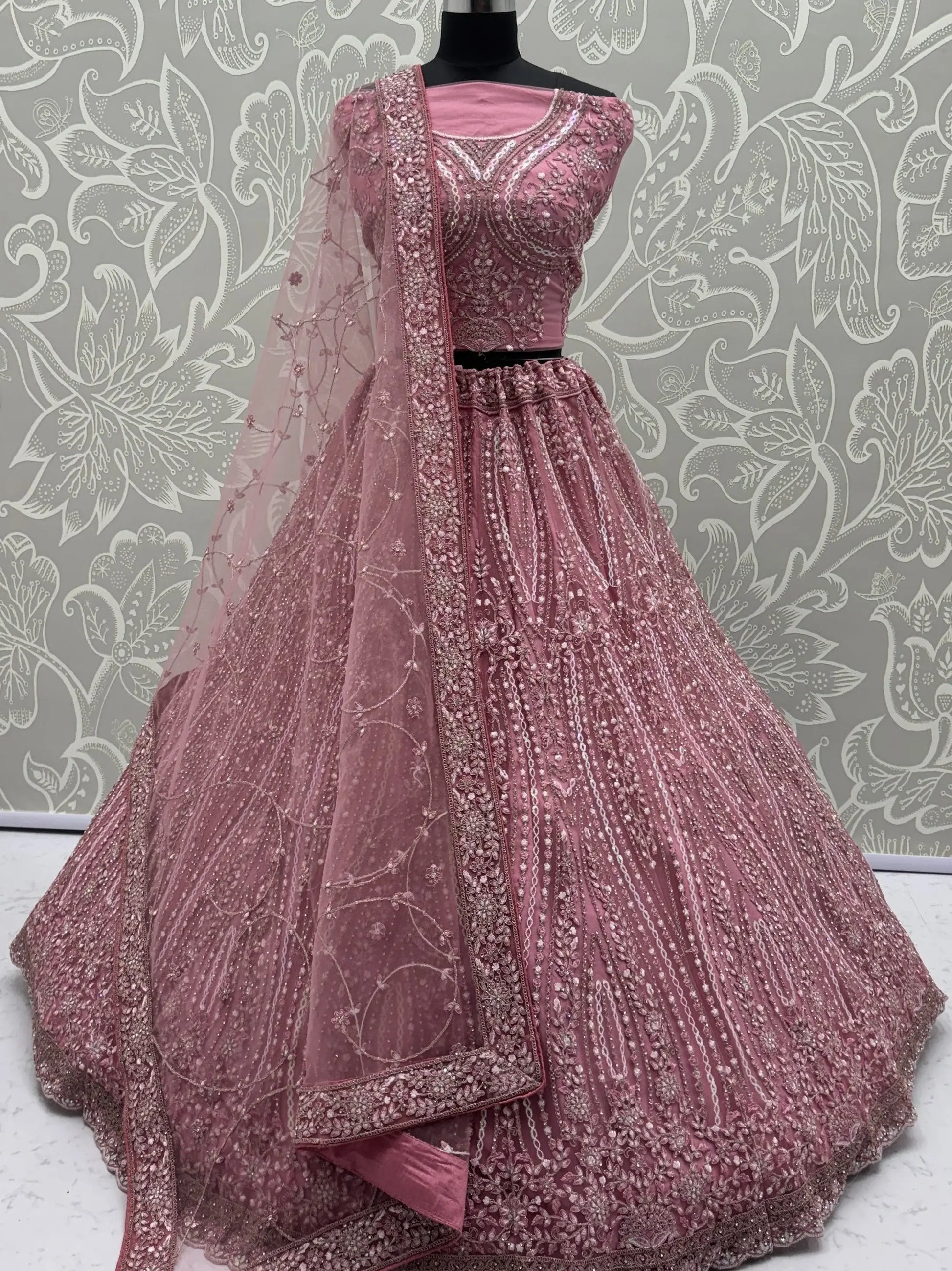 Wonderful Pink Dori Embroidery Silk Engagement Wear Lehenga With Blouse