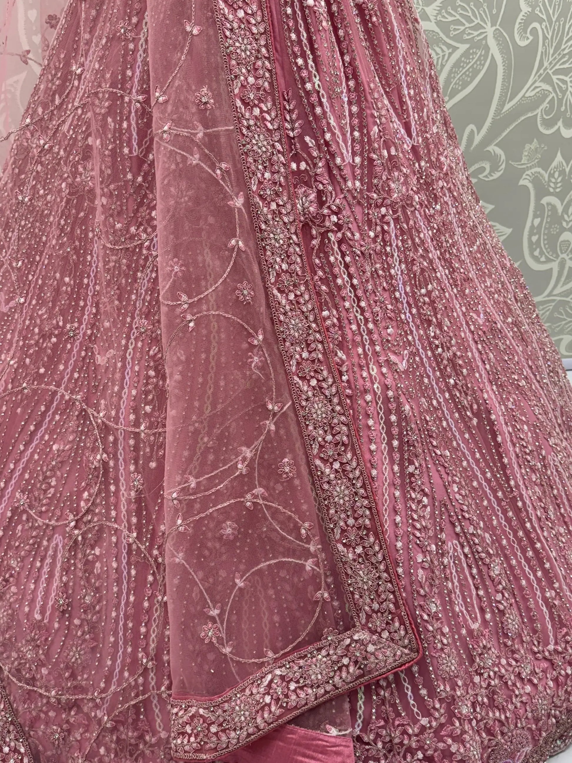 Wonderful Pink Dori Embroidery Silk Engagement Wear Lehenga With Blouse