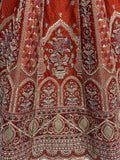 Alluring Rust Orange Sequins Work Silk Lehenga Choli With Double Dupatta