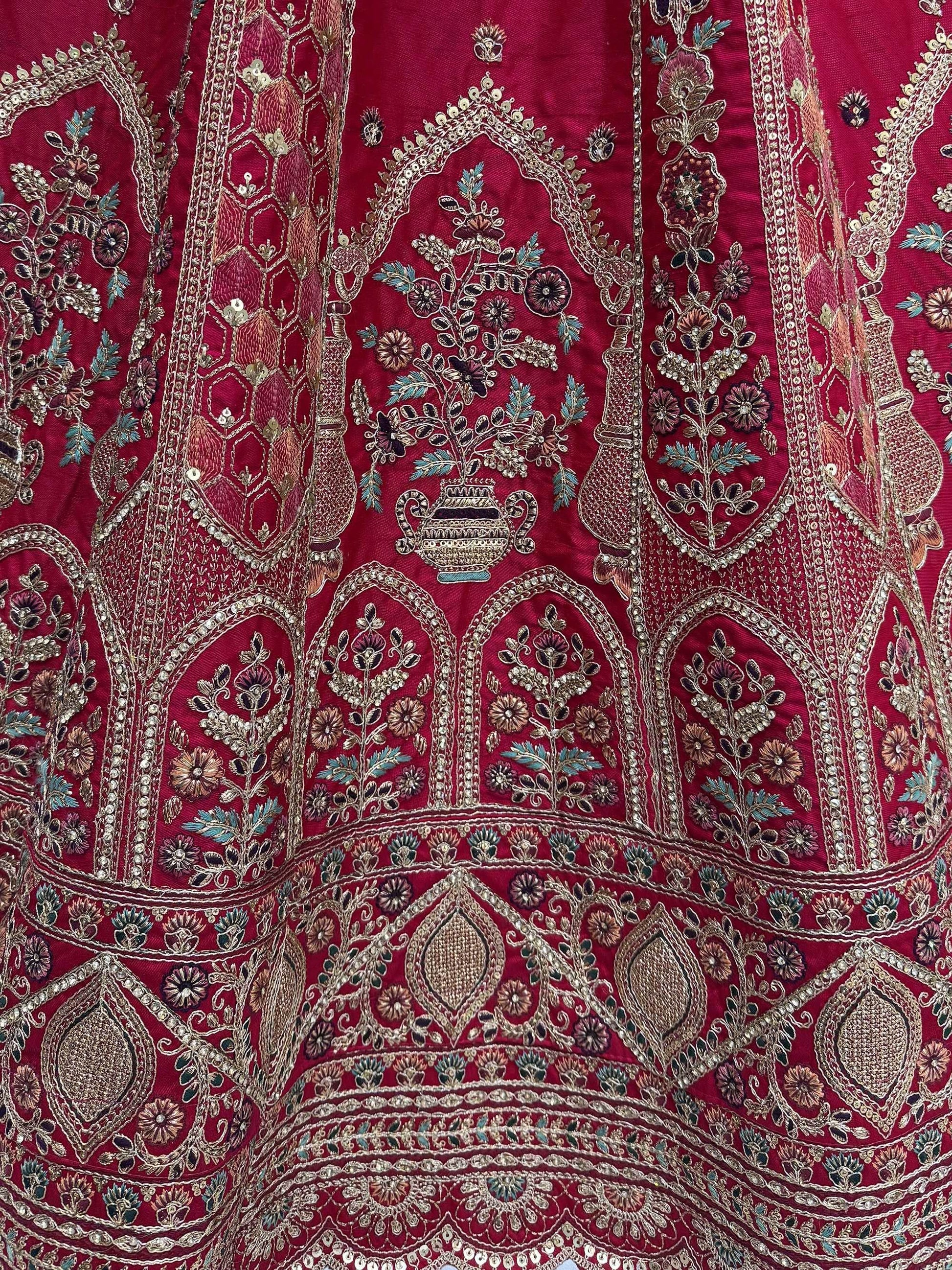 Rich Pink Zari Embroidered Silk Traditional Lehenga Choli With Double Dupatta