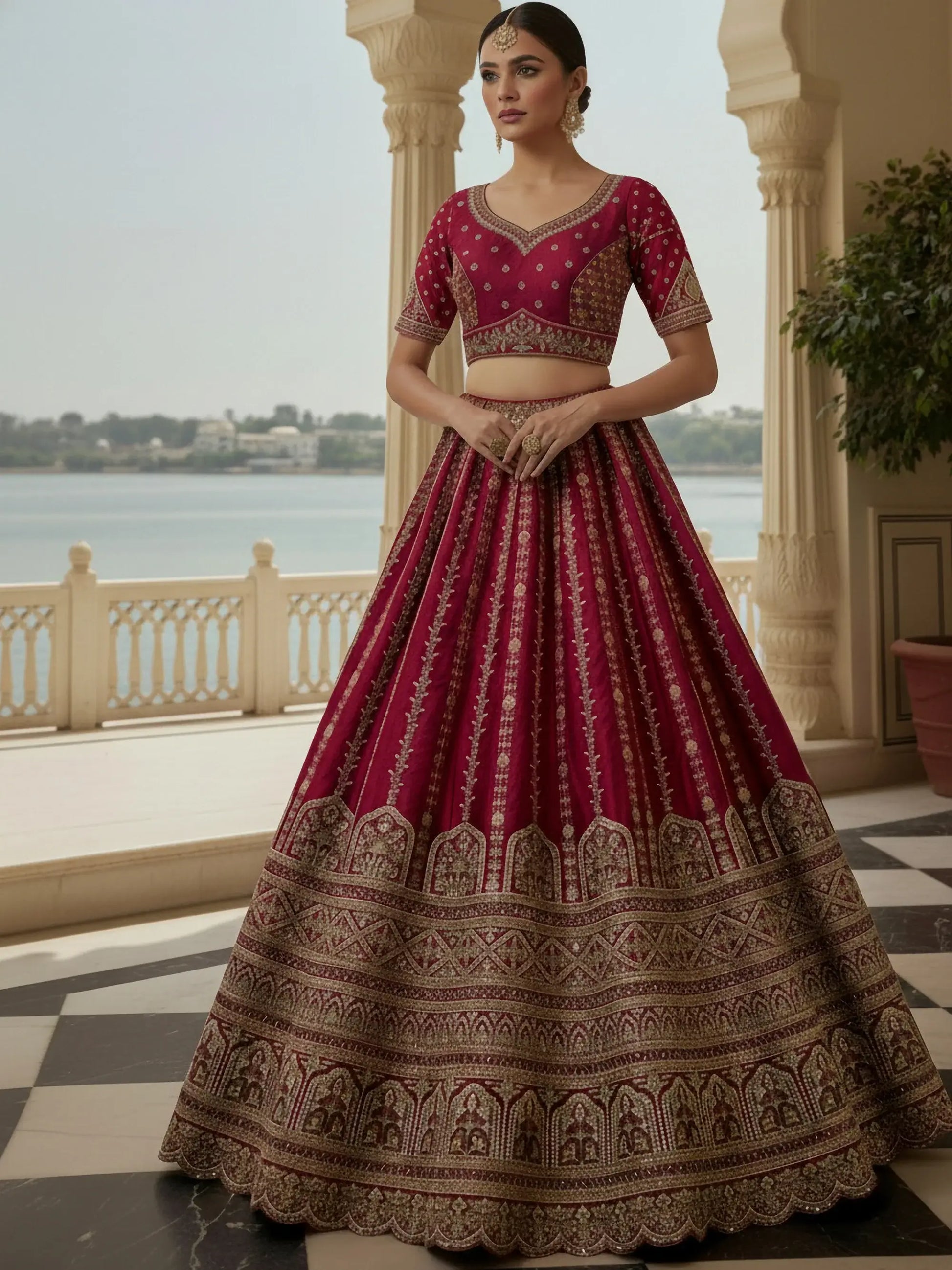 Stupendous Pink Zari Embroidery Silk Engagement Lehenga Choli With Double Dupatta