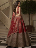 Gorgeous Red Sequins Work Silk Bridal Wear Lehenga Choli With Double Dupatta