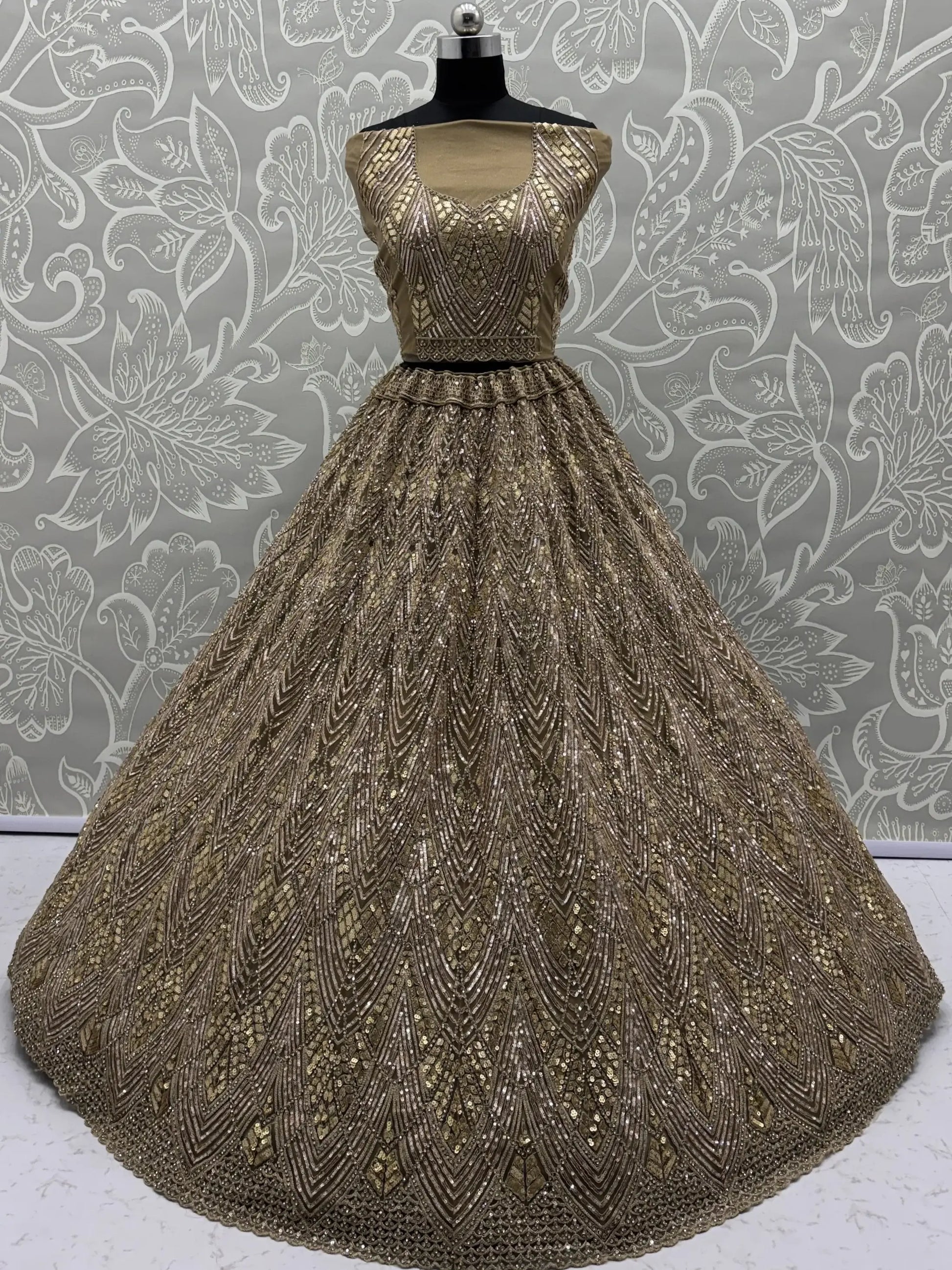 Tremendous Golden Dori Embroidered Net Cocktail Wear Lehenga Choli With Dupatta