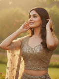 Tremendous Golden Dori Embroidered Net Cocktail Wear Lehenga Choli With Dupatta
