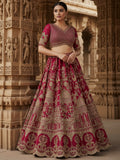 Incredible Pink Khatli Work Silk Bridal Lehenga Choli With Double Dupatta