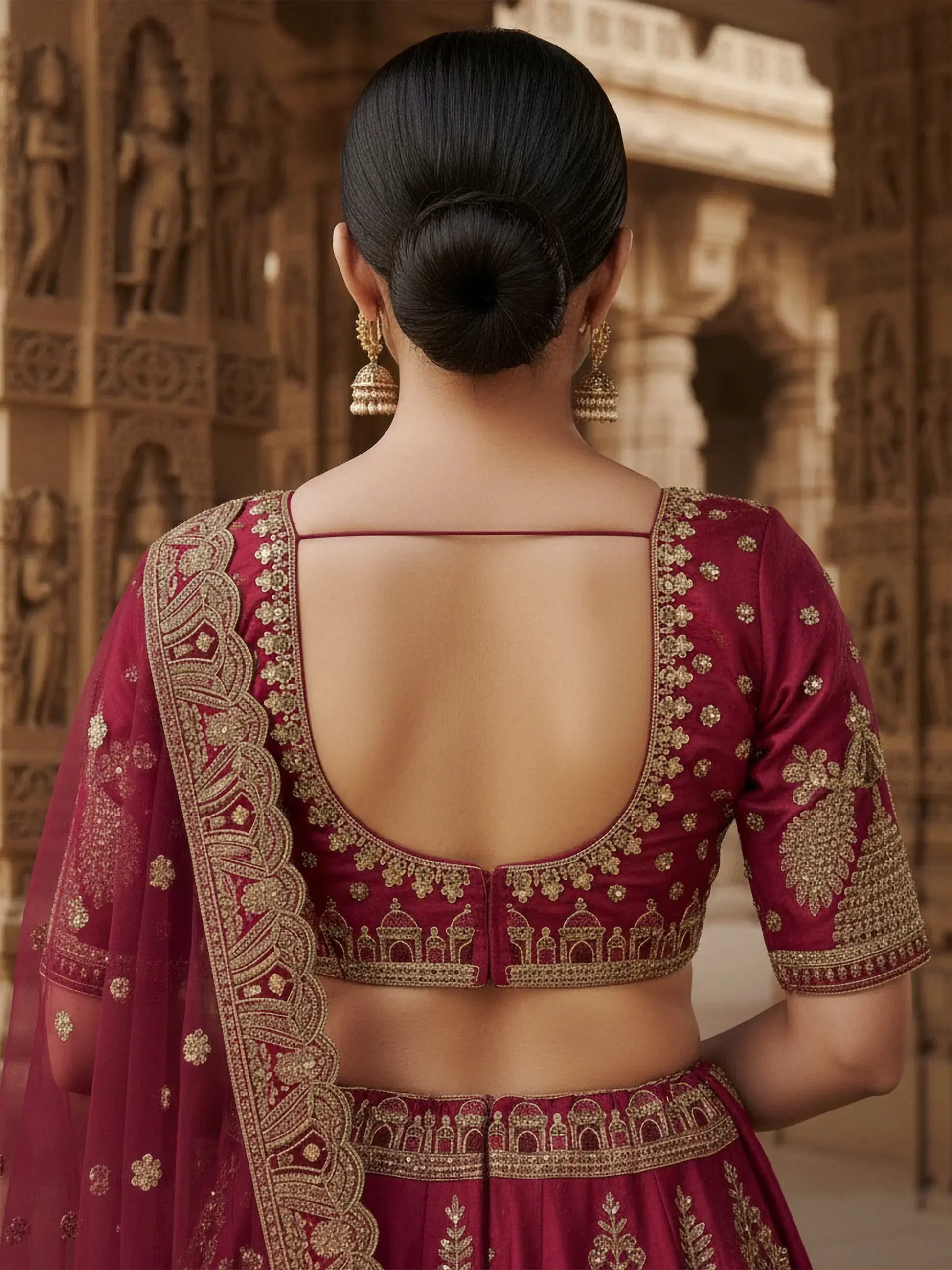 Incredible Pink Khatli Work Silk Bridal Lehenga Choli With Double Dupatta