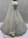 Notable White Embroidered Net Function Wear Lehenga Choli With Dupatta
