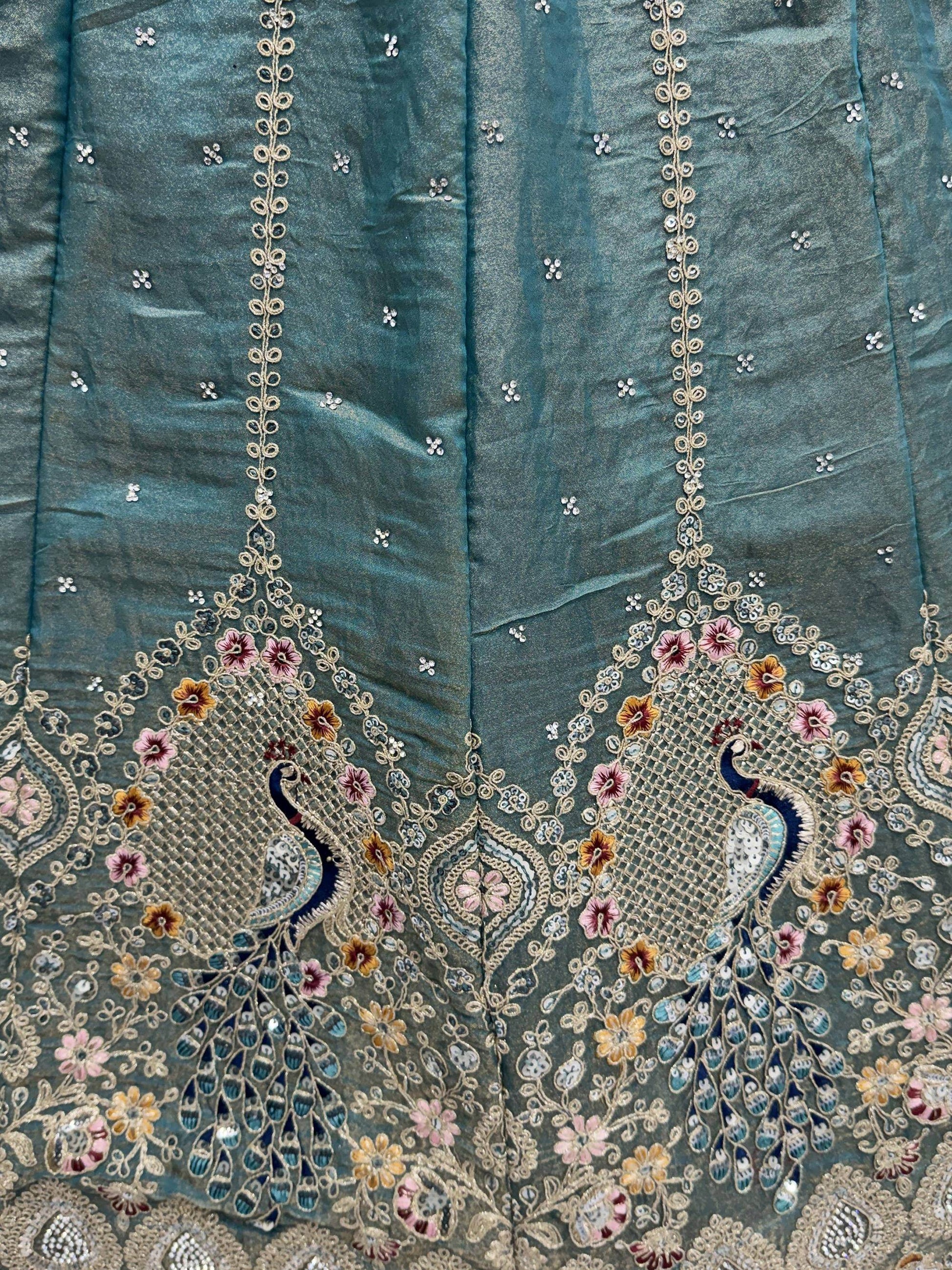 Incredible Teal Blue Thread Embroidered Silk Wedding Lehenga Choli With Dupatta