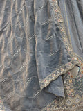 Fantastic Grey Embroidered Silk Reception Wear Lehenga Choli With Dupatta