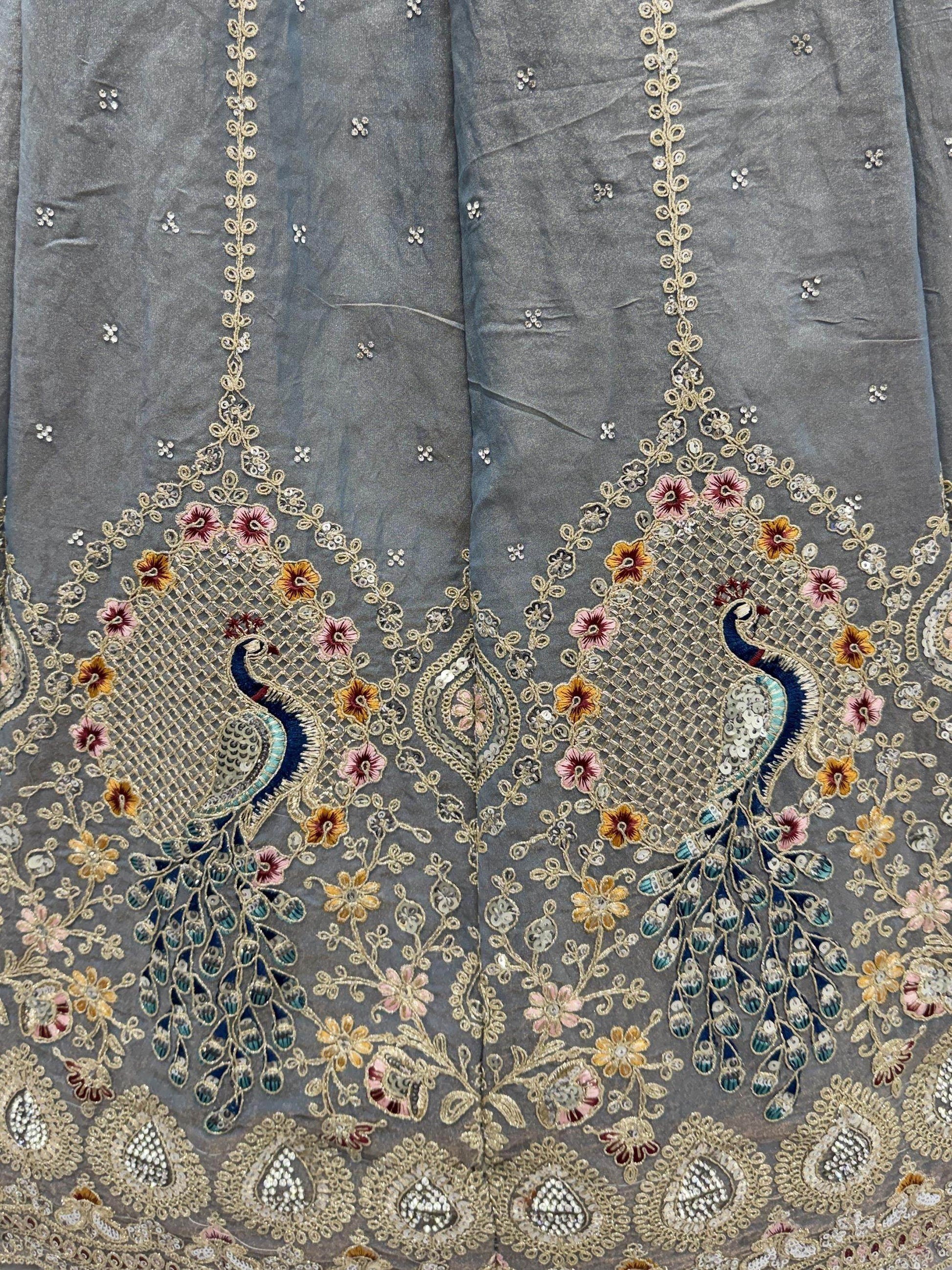 Fantastic Grey Embroidered Silk Reception Wear Lehenga Choli With Dupatta