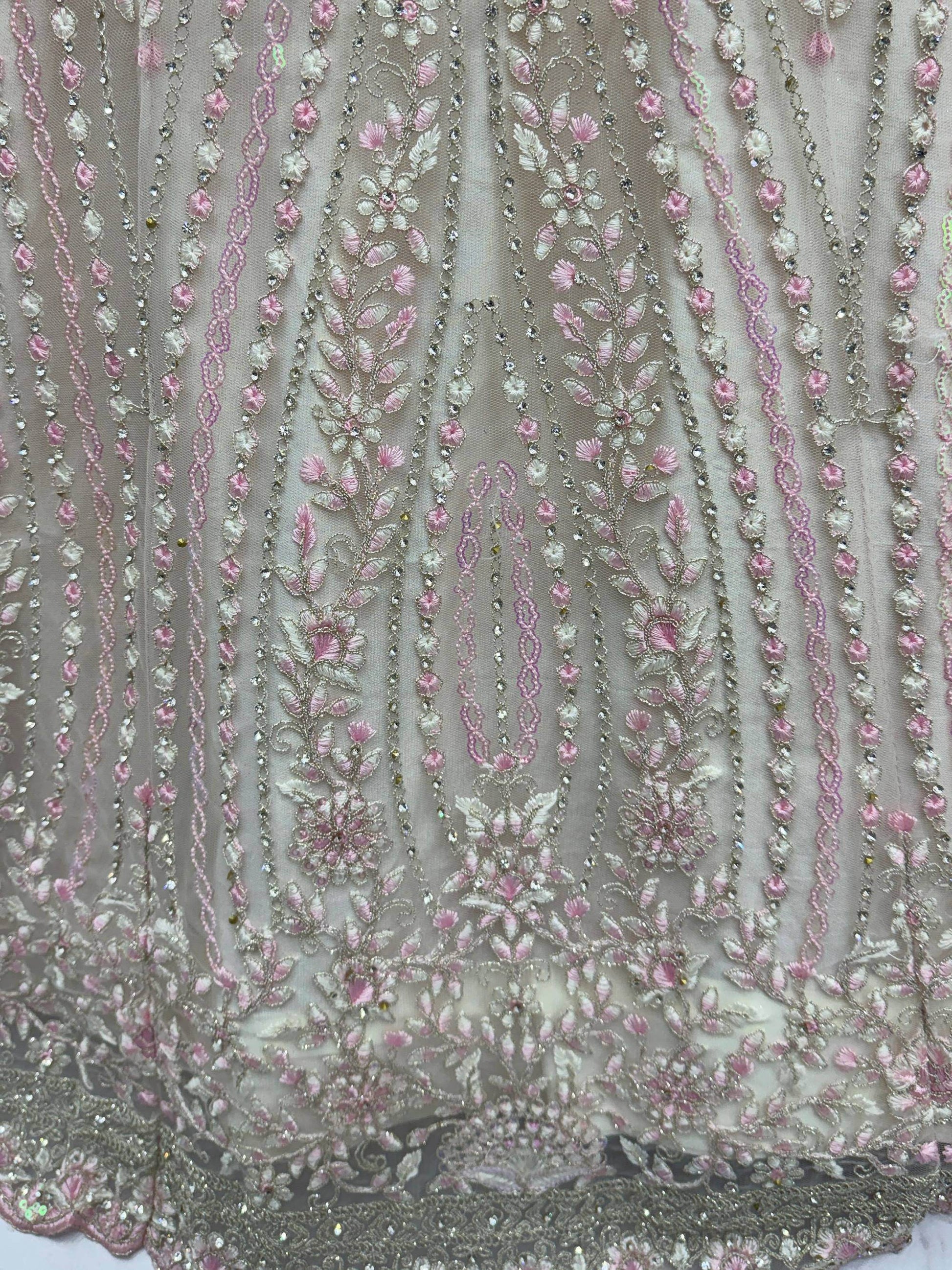 Impressive White Dori Embroidery Net Reception Wear Lehenga Choli